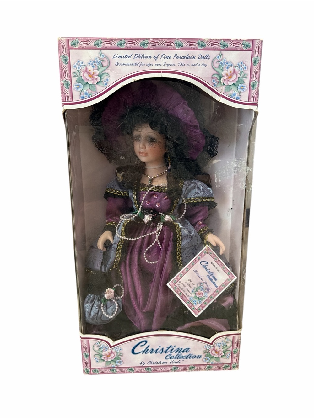 Christina Verdi Porcelain Doll Limited Edition Victorian Purple Dress Boxed